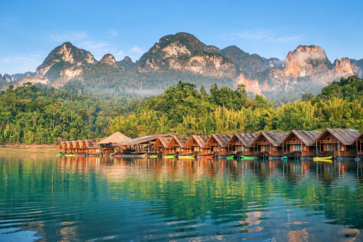 Raft houses on Cheow Lan Lake