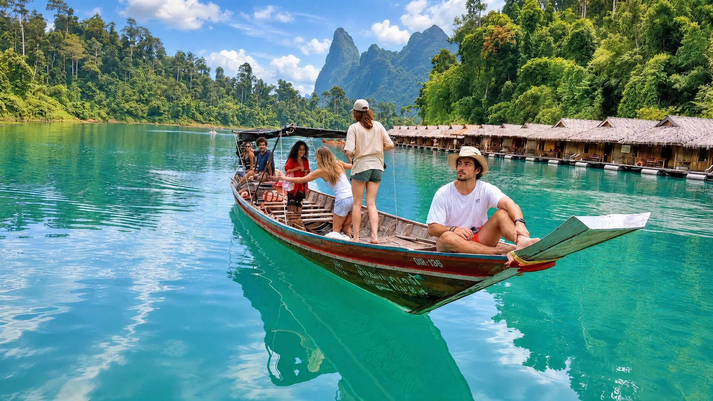 Longtail boat on Cheow Lan Lake
